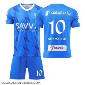Camisa de Futebol Al-Hilal Neymar Jr #10 Equipamento Principal Infantil 2023-24 Manga Curta (+ Calças curtas)